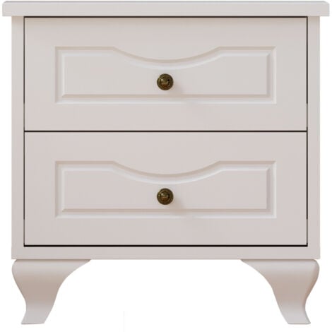 EVUHOME CHLOE 2 Drawer White Bedside Table