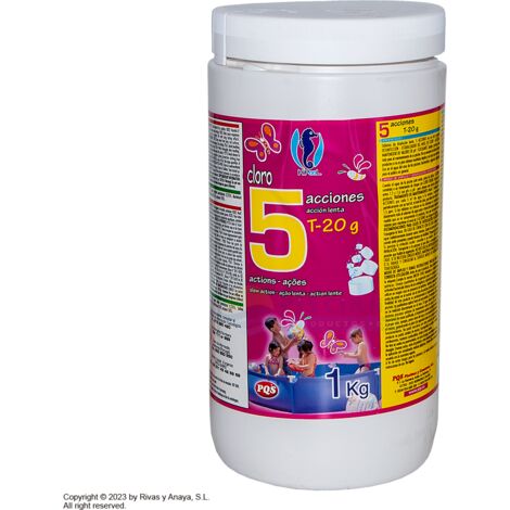 Chlor 5 Aktionen, 20 Gramm Tabletten. Ein Kilo. PQS Hypool