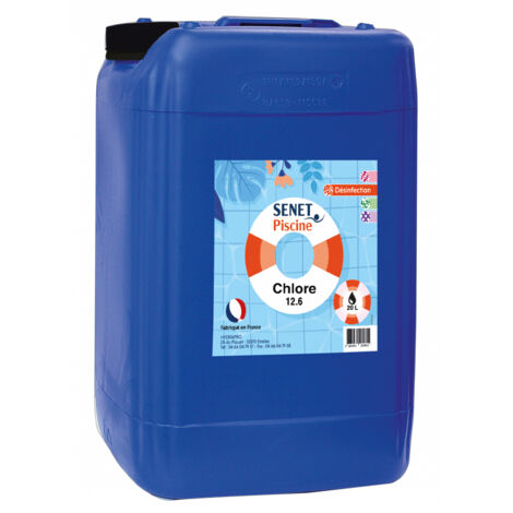 CHLORE 12,6% (javel 48°) - Bidon de 20L - SENET Piscine