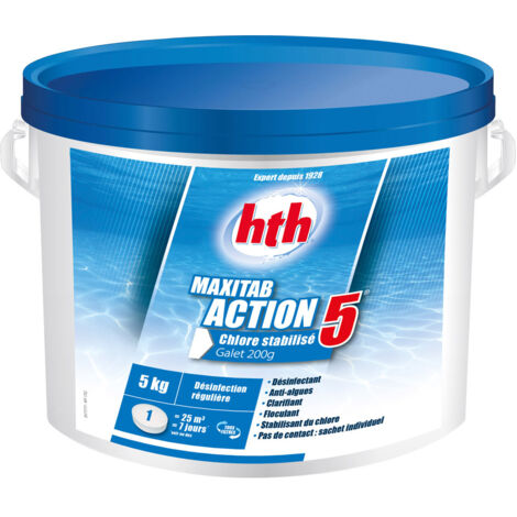 Chlore 5 actions en galets Maxitab 5 kg - HTH