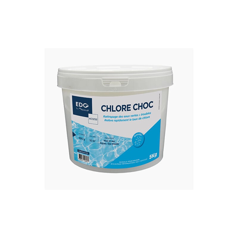 EDG - Chlore Choc Piscine - Spécial Eau Verte - Action Rapide - Granulés - Seau 5kg - Gamme Traitement Et Accessoires Piscine Access - white