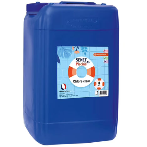 CHLORE CLEAR 12,6% (48°) séquestrée - Bidon de 20L - SENET Piscine