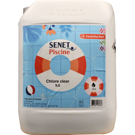 Chlore Clear 9,6, Désinfectant avec séquestrant - Bidon de 20L - SENET Piscine