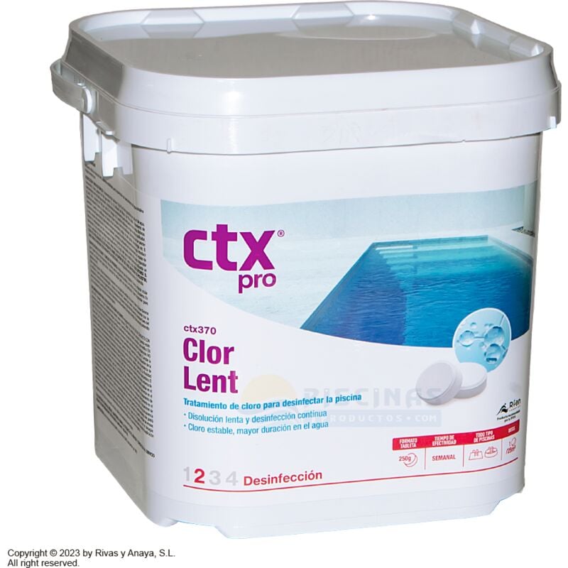 CTX - Chlore en galets de 250 grs. ClorLent 370 5 kgs.