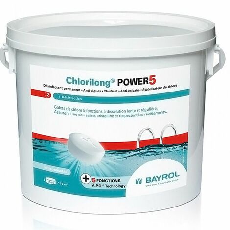 Chlore lent 5 fonctions galet 5kg - Bayrol - chlorilong power 5