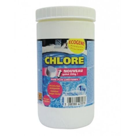 CHLORE LENT GALETS 250 G - POT DE 1 KG