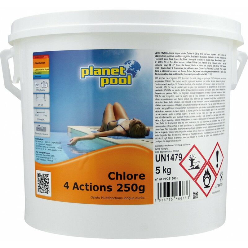 Planet Pool - Chlore 4 action pot 5kg pour piscine