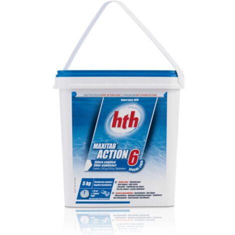 Chlore multiaction HTH MAXITAB Action 6 - Galets bi-couche 250 g. - 5 kg