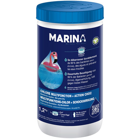 Chlore multifonction + Action choc galets bi-couche 1,2 kg - Marina