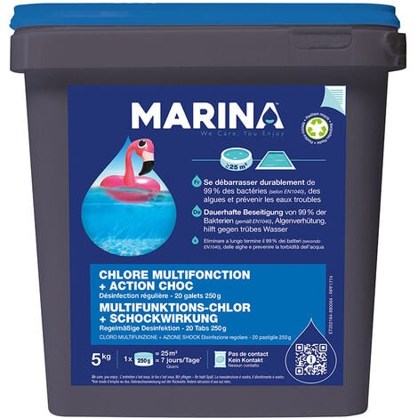 Chlore multifonction + Action choc galets bi-couche 5 kg - Marina