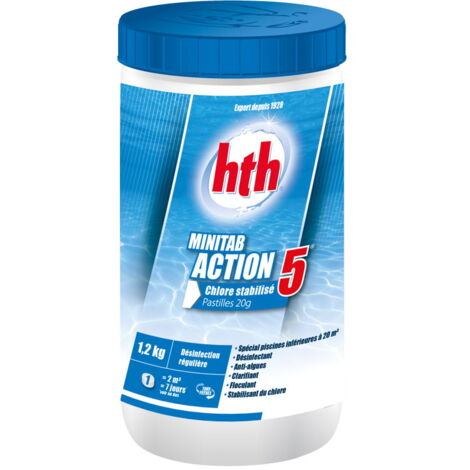 Chlore multifonction hth® MINITAB Action 5 Pastilles 20g - 1,2kg - 1,2 kg