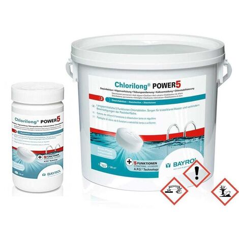 Chlorilong Power 5 Pastillas de cloro multifunción 250 g Bayrol sin ácido bórico