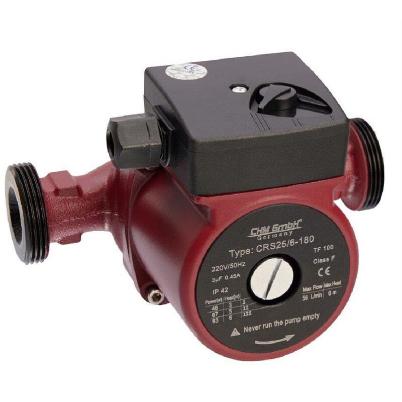 GmbH Pompe 25-60/180 Pompe de Chauffage Circulation Pompe d'efficacité - Rot/Schwarz - CHM
