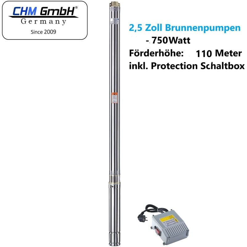 GmbH Pompe de Puits 2,5 Pouces 750 Watt 11 bar 2800 l / Hauteur Citerne - CHM