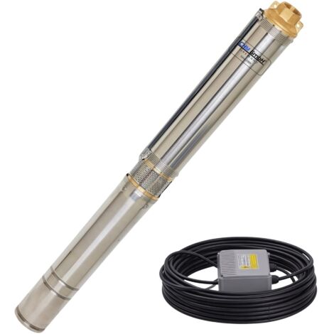 CHM GmbH® Tiefbrunnenpumpe 3 Zoll 370 Watt 2800 l/h 5,6 Bar Druck 20m Kabel 3% sandverträglich…