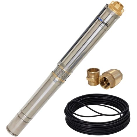 CHM – Pompe immergée 550W – Débit 4200 l/h – Hauteur de refoulement 68m – Profondeur d'immersion 20m – Acier inoxydable pour sable jusqu'à 5%