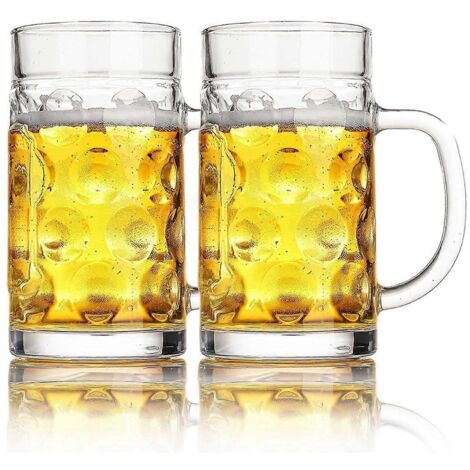 Chopes à bière congelées, chopes en verre avec anses, grandes chopes à bière transparentes
