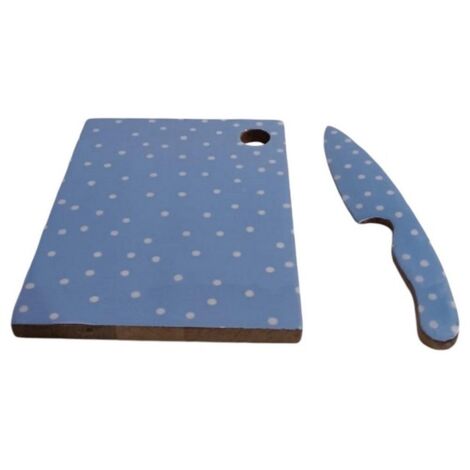 Chopping Board with Knife - MDF - L2 x W18 x H23 cm - Blue