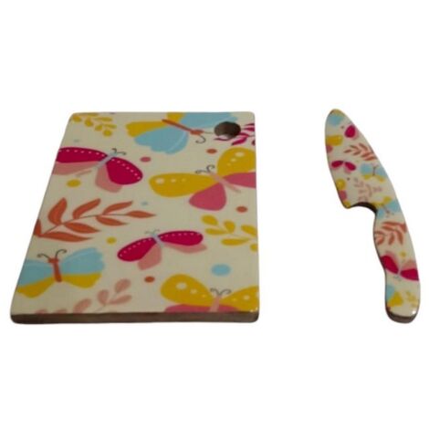 Chopping Board with Knife - MDF - L2 x W18 x H23 cm - Multicolor