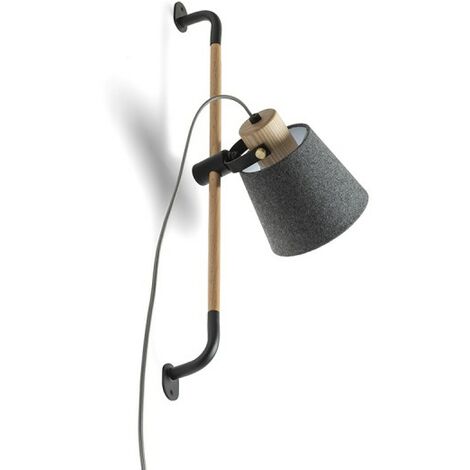 CHOUPETTE applique coulissante tissu gris noirâtre/bois 230V E27 15W
