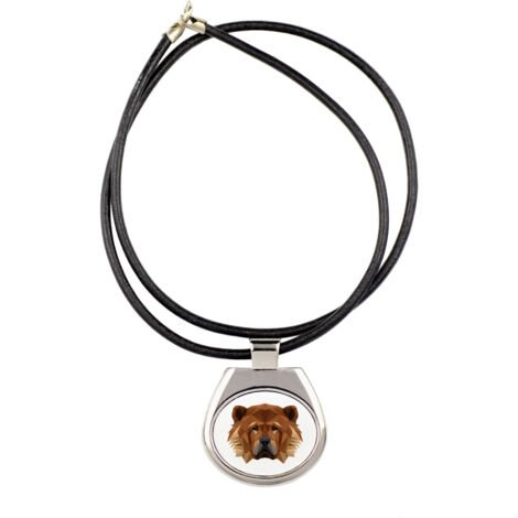 Chow Chow - Halskette mit Foto und geometrischer Inschrift von Art-Dog