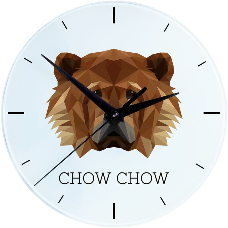 Chow Chow - horloge murale géométrique avec photo et inscription par Art-Dog