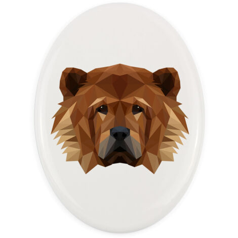Chow Chow: plato con foto e inscripción geométrica de Art-Dog