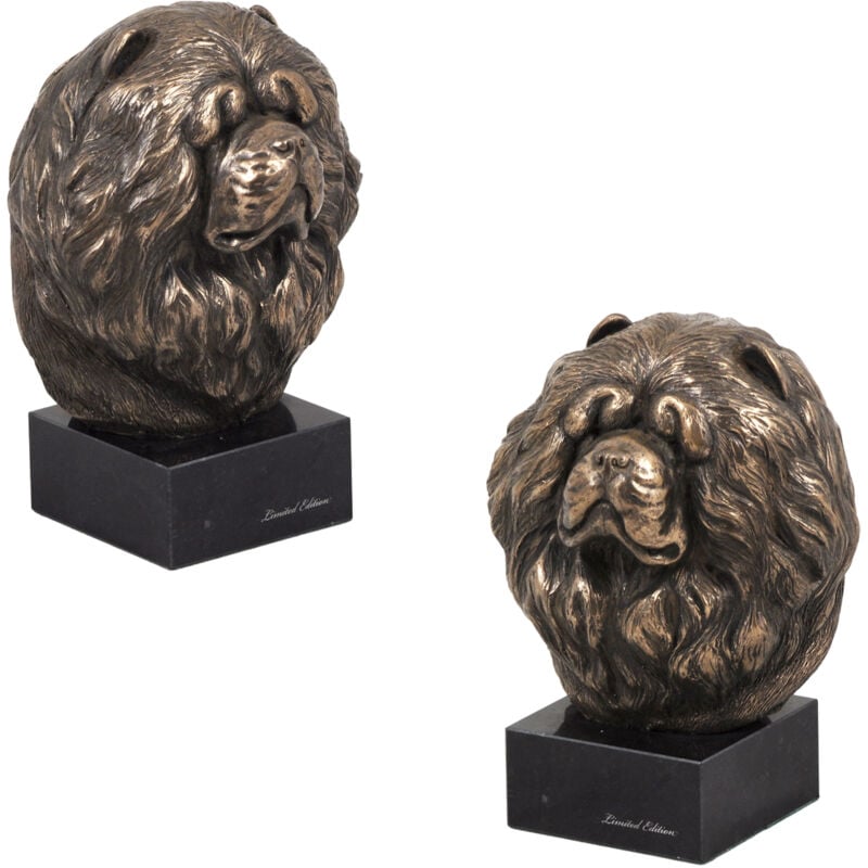 Chow Chow - statuette de chien, buste sur socle en pierre, sculpture, trophée pour l'exposition canine Art-Dog