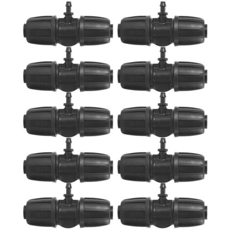CHOYCLIT - 10 conectores de riego de 16 mm a 4/7, conectores de tubo de riego por goteo con púas de 16 PE, boquilla atomizadora de 5/8 pulg. (16 mm) a 4/7 (7 mm de diámetro exterior, 4 mm de diámetro 
