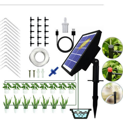 CHOYCLIT 15m Solar Automatisches Bewässerungssystem, Tropfbewässerungsset mit Zeitschaltuhr für Balkone, Terrassen und Gärten.