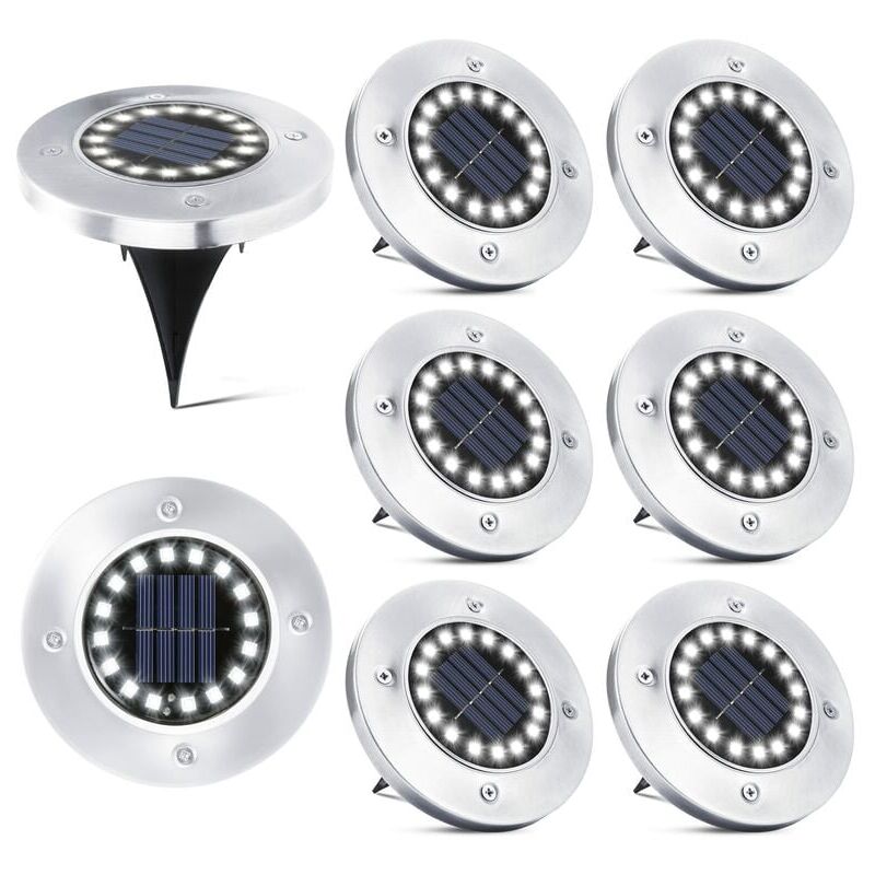 16 led Lampe Solaire Extérieur 8 Pièces Spot Solaire Jardin Etanche Lampadaire pour Passerelle Chemin Terrasse Cour Souterraine Encastrer Pelouse