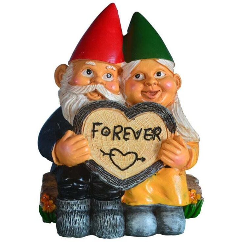 Choyclit - 1pc Statue de Jardin couple de nains, Décoration De Statue De Nain en Résine Gnome Ornement pour Décoration de Pelouse