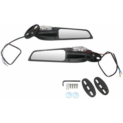 CHOYCLIT 2 Stück Motorrad-modifizierter Windflügel-Schwenk-Universal-Rückspiegel-Spoiler, 90 ° drehbar, verstellbare Seitenspiegel mit Blinkern