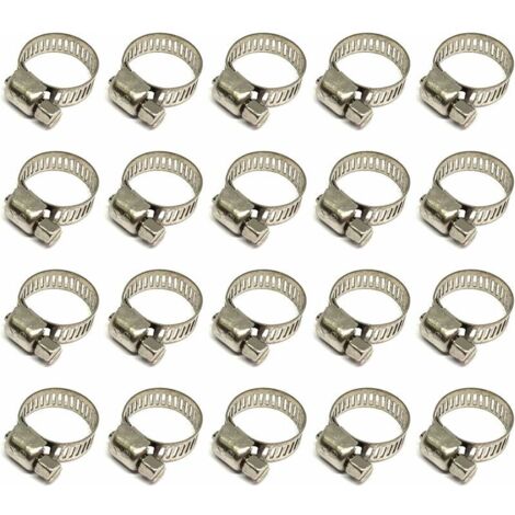 CHOYCLIT 20 Stück Schlauchschelle, verstellbare Schlauchschelle 8–12 mm, Schlauchschelle aus Edelstahl 304, Metallschlauchschelle, für Schlauch, Hausgas, Familienwasserleitung, Kabel, Wasserhahn