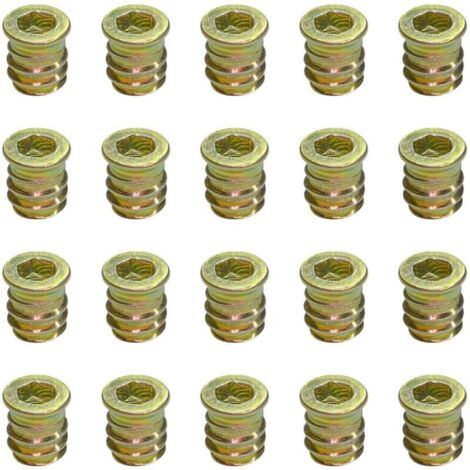CHOYCLIT 20 tuercas roscadas para muebles de madera M6 x 13 mm
