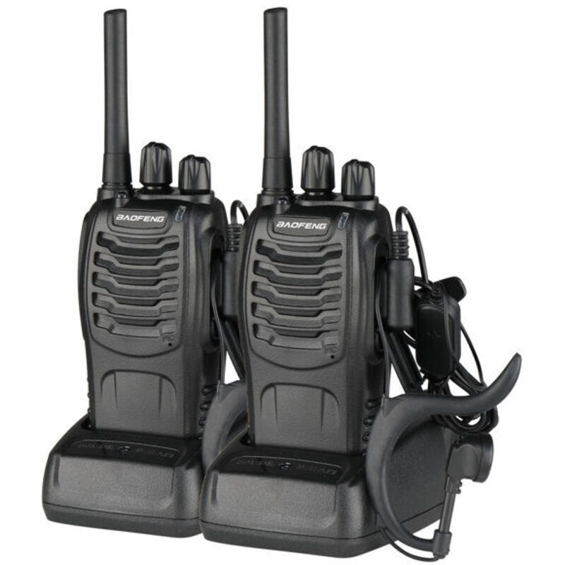 Choyclit - 2PCS BF-88E 1500mAh Walkie-talkie en veille ultra-longue durée eu Standard Noir