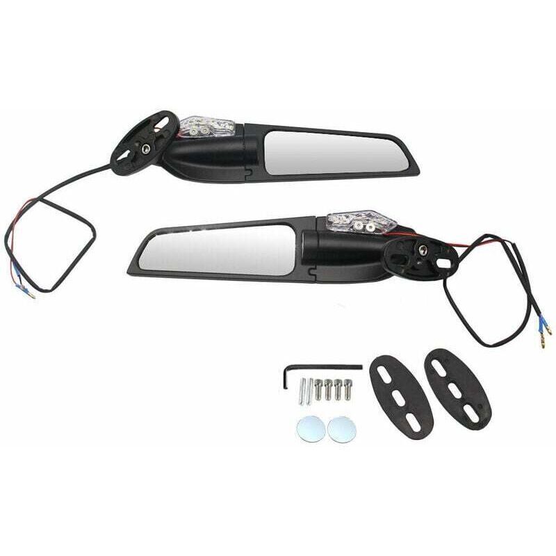 2pcs moto modifié vent aile pivotante universel rétroviseur aileron 90 ° rotatif réglable rétroviseurs latéraux avec clignotants - Choyclit