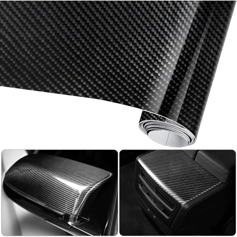 2pcs)6D Film Autocollant Étanche de Voiture Adhésif Vinyle en Fibre de Carbone 1.57M x 0.3M Imperméable Antiadhésive pour Voiture,Ordinateur,Coque de