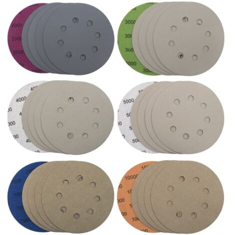CHOYCLIT 30 pezzi 125 mm dischi abrasivi 8 fori dischi abrasivi carta vetrata bagnato asciutto tamponi per levigatrice orbitale fogli di carta vetrata per metallo legno, grana 2000/3000/4000/5000/7000