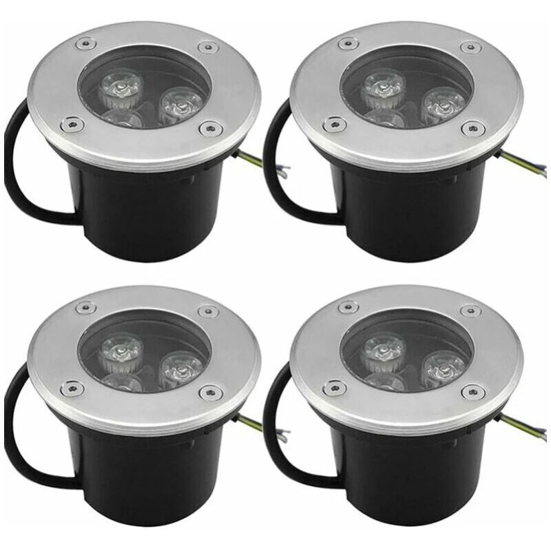 4 pack 3W IP65 Spot led Encastré Extérieur 270 Lumen Rond Led Terrasse Downlight Lampe D'éclairage De Jardin Extérieur, pour Jardin Chemin Cour