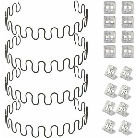CHOYCLIT - 4 resortes de repuesto para sofá de 20" con 8 clips en S, kit de reparación de resortes de 4,0 mm de diámetro para muebles, decoración del hogar y asientos