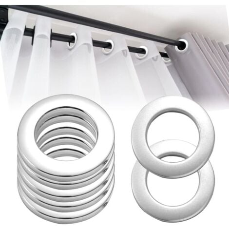 CHOYCLIT 50 Pieces Oeillets Rideaux à Clipser Plastique Détachable Anneaux à Œillets de Rideau Intérieur 33mm pour Rideau de Fenêtre Douche Vestiaire Porte (Argenté)
