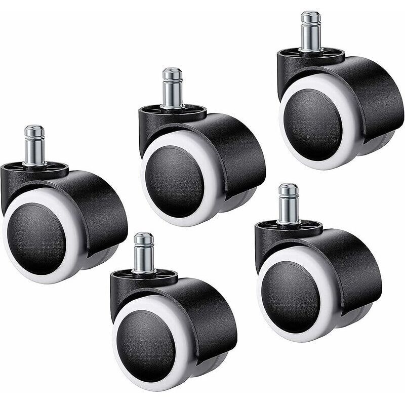 5pcs Roulette pour Chaise de Bureau,Roulettes pour Sols Durs Universelles Remplacement Roulette Fauteuil Bureau pour Siège de Bureau, Sols