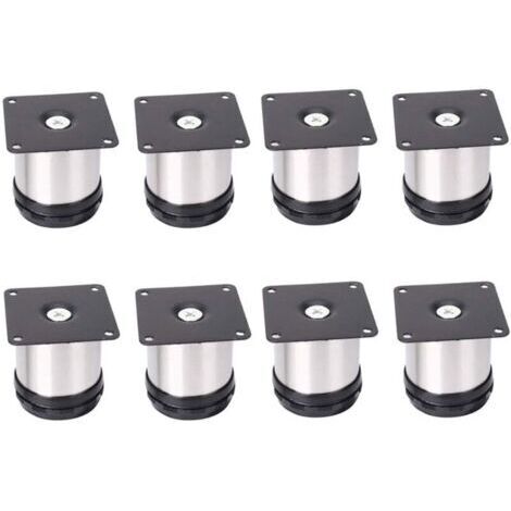 CHOYCLIT 8 höhenverstellbare Möbelfüße aus Edelstahl, 50 mm höhenverstellbar, verstärkte Schrankbeine, Tischbeine, Möbelbeine, gebürsteter Edelstahl, höhenverstellbar 0–15 mm