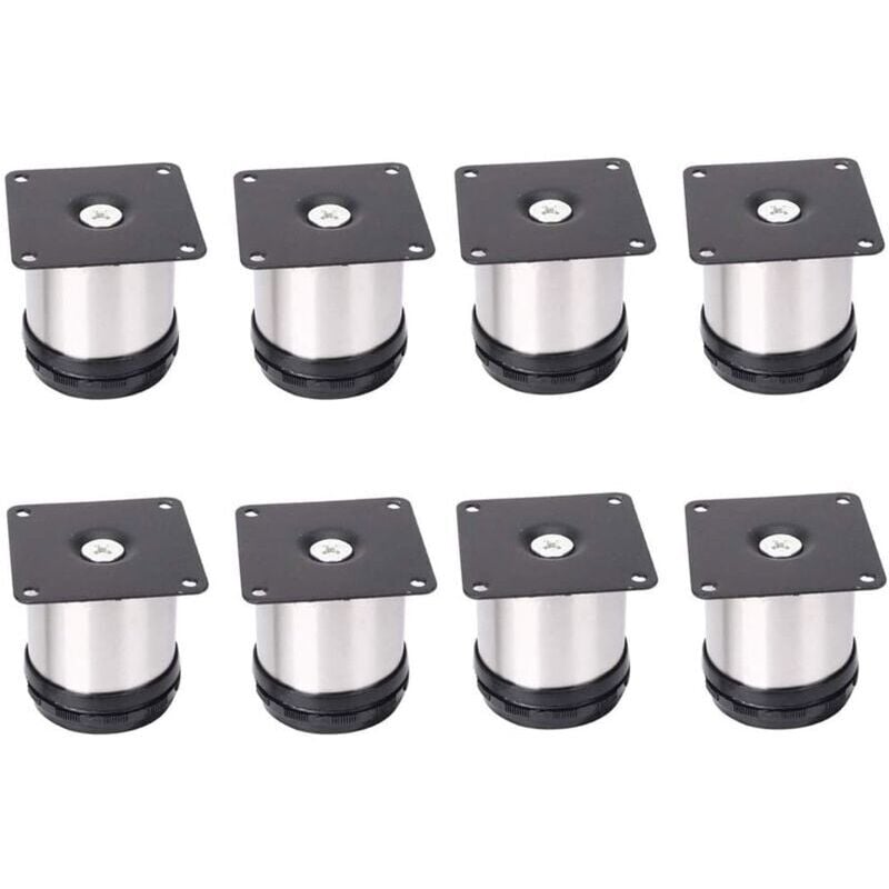 Choyclit - 8 Pieds De Meubles RéGlables En Acier Inoxydable,Réglables 50 mm De Hauteur épaissir les pieds d'armoire Pieds de table Pieds de