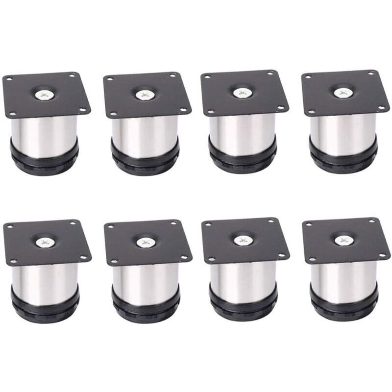 8 Pieds De Meubles RéGlables En Acier Inoxydable,Réglables 50 mm De Hauteur épaissir les pieds d'armoire Pieds de table Pieds de meubles,Acier