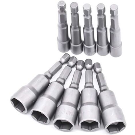CHOYCLIT Adaptateur Douille Visseuse 10 Pièces 6 19mm   Hexagonal   Acier au Chrome Vanadium   Pour Tournevis à Écrou, Perceuse, Clé à Douille