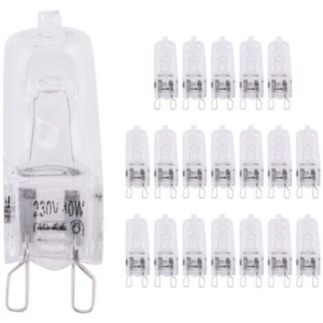 CHOYCLIT Ampoule halogène,Lot de 20 Ampoules HalogèNes G9, Lampes HalogèNes Transparentes 40 W à Intensité Variable, Blanc Chaud 2800 K pour Lustres, Pendentifs, LumièRes de Paysage