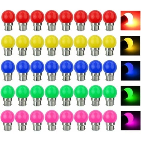 CHOYCLIT Ampoule LED B22,Ampoule LED Couleur B22 3W équivalente 30W 300LM AC 220V B22 Baïonnette Ampoules Guirlande Couleur LED Ampoules Multicolore pour Maison Bar Fête Décoration d'ambiance - Lot de
