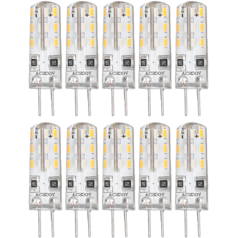 Ampoule led G4,10 pièces G4 ampoule led Bi broche Base Silicone blanc chaud 3000K 1.5W AC220V 110LM paysage ampoules remplacement - Choyclit